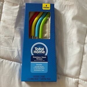 Stainless Steel Straws with Silicone Tips - Multicolor